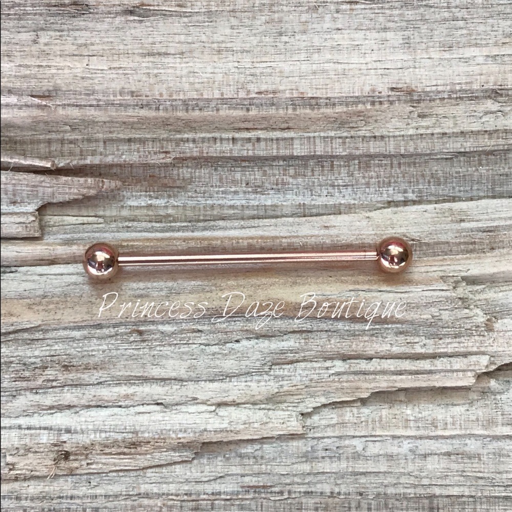 Rose Gold Industrial Barbell Earring